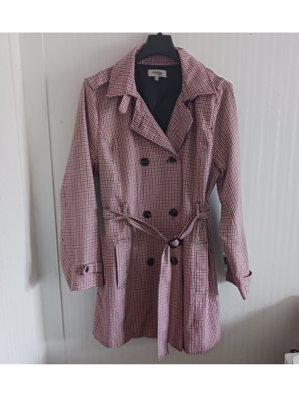 Charlotte Russe  women's  Plaid Trench  Coat  Large